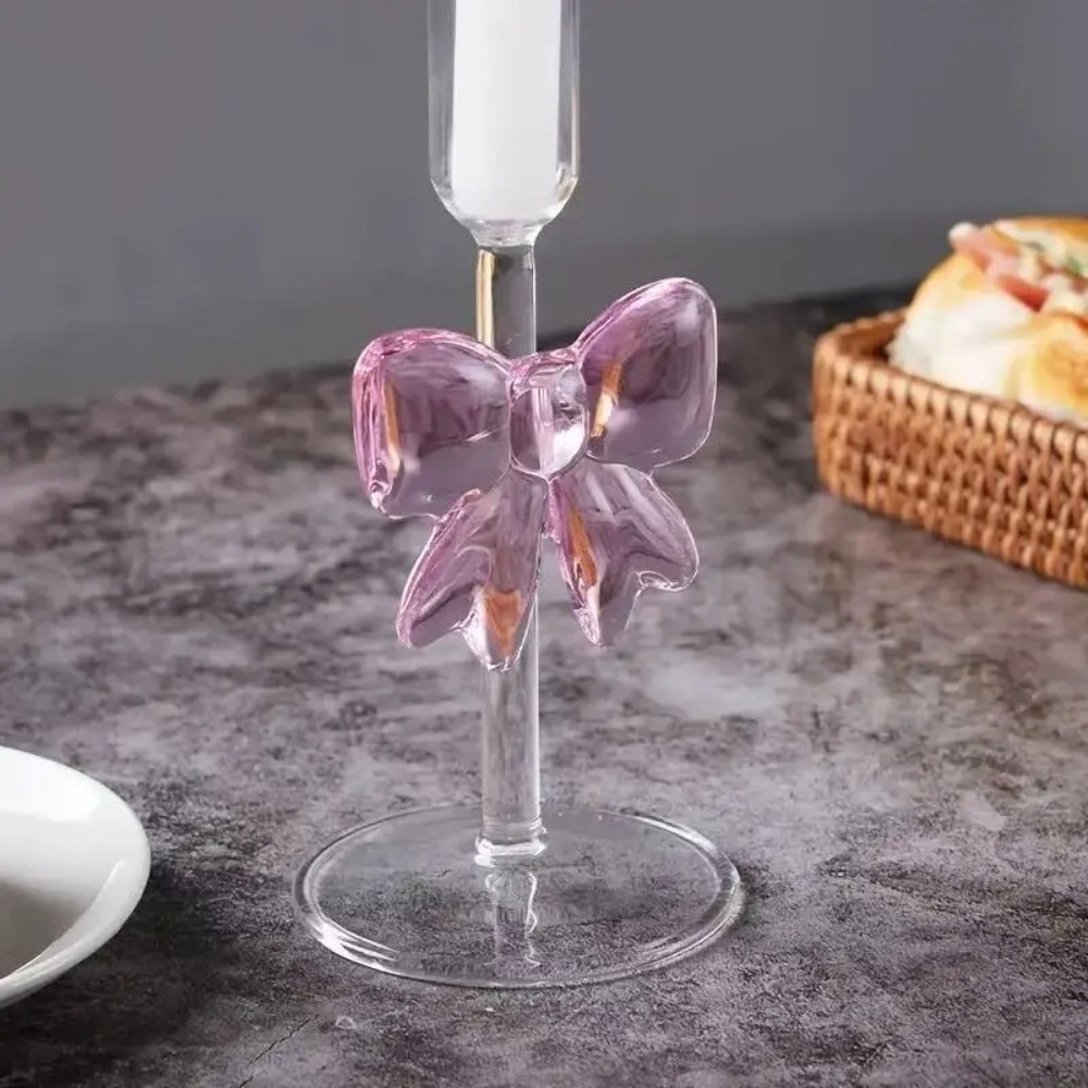 Candle Glass Supplies - Portavelas de Cristal Transparente con Lazo,